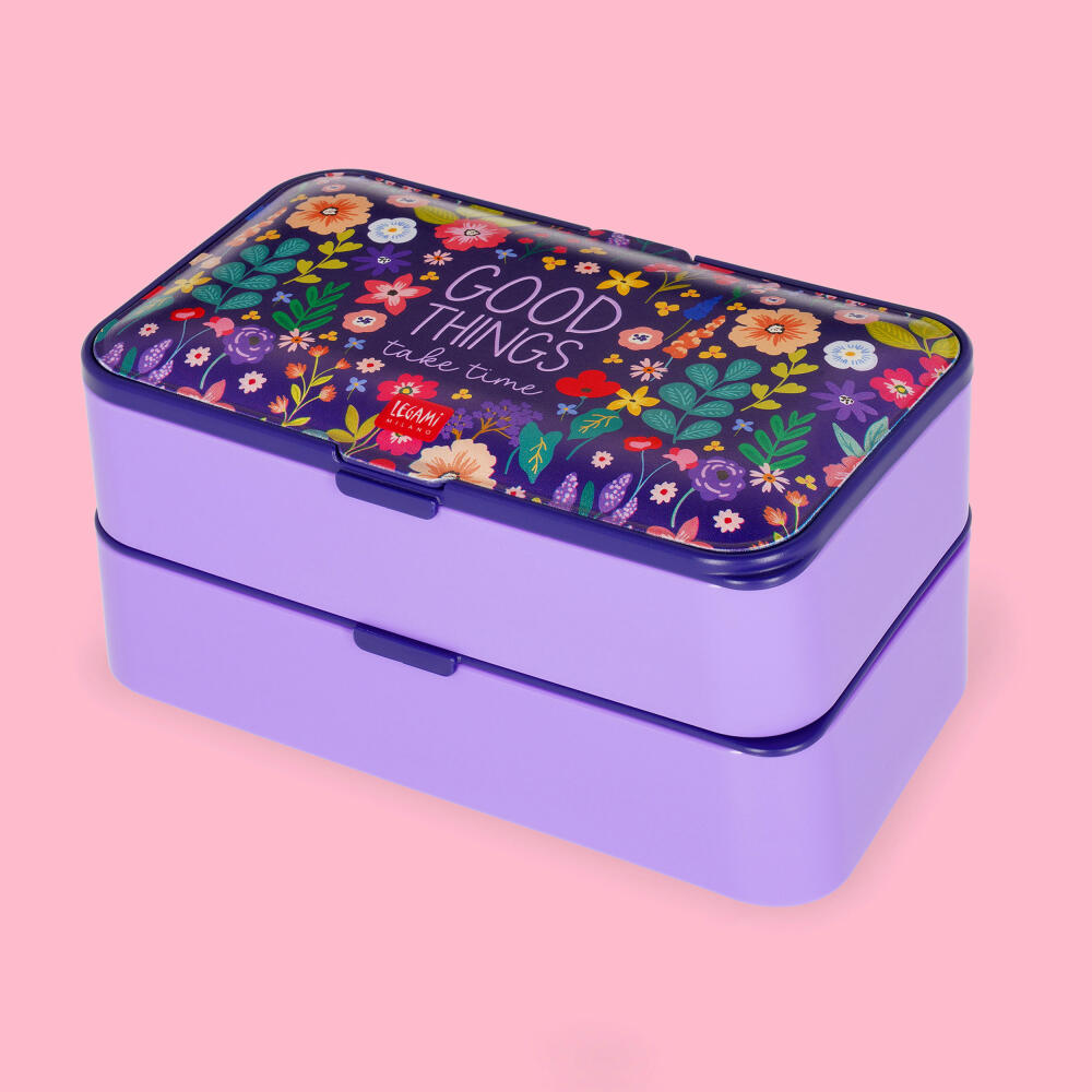 Legami Lunch Box Flowers, mit herausnehmbarem Behälter, Brotdose, Frühstücksdose, 1.2 L, LBD0004