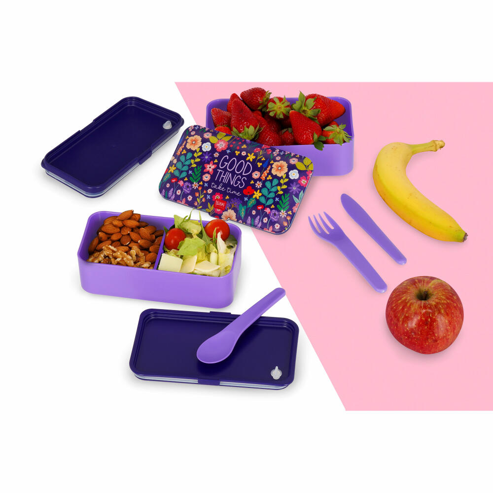 Legami Lunch Box Flowers, mit herausnehmbarem Behälter, Brotdose, Frühstücksdose, 1.2 L, LBD0004
