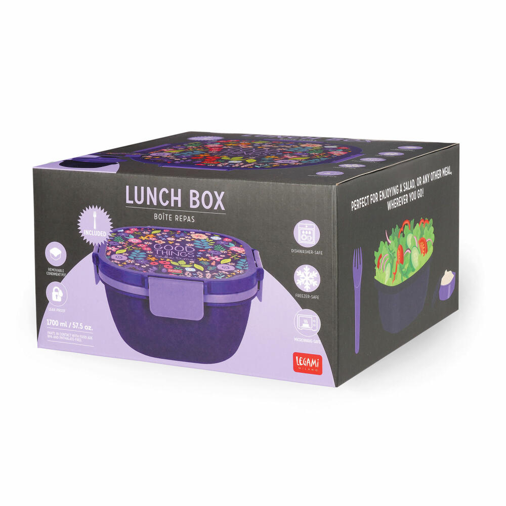 Legami Lunch Box Flowers, mit herausnehmbarem Behälter, Brotdose, Frühstücksdose, 1.7 L, LBS0004