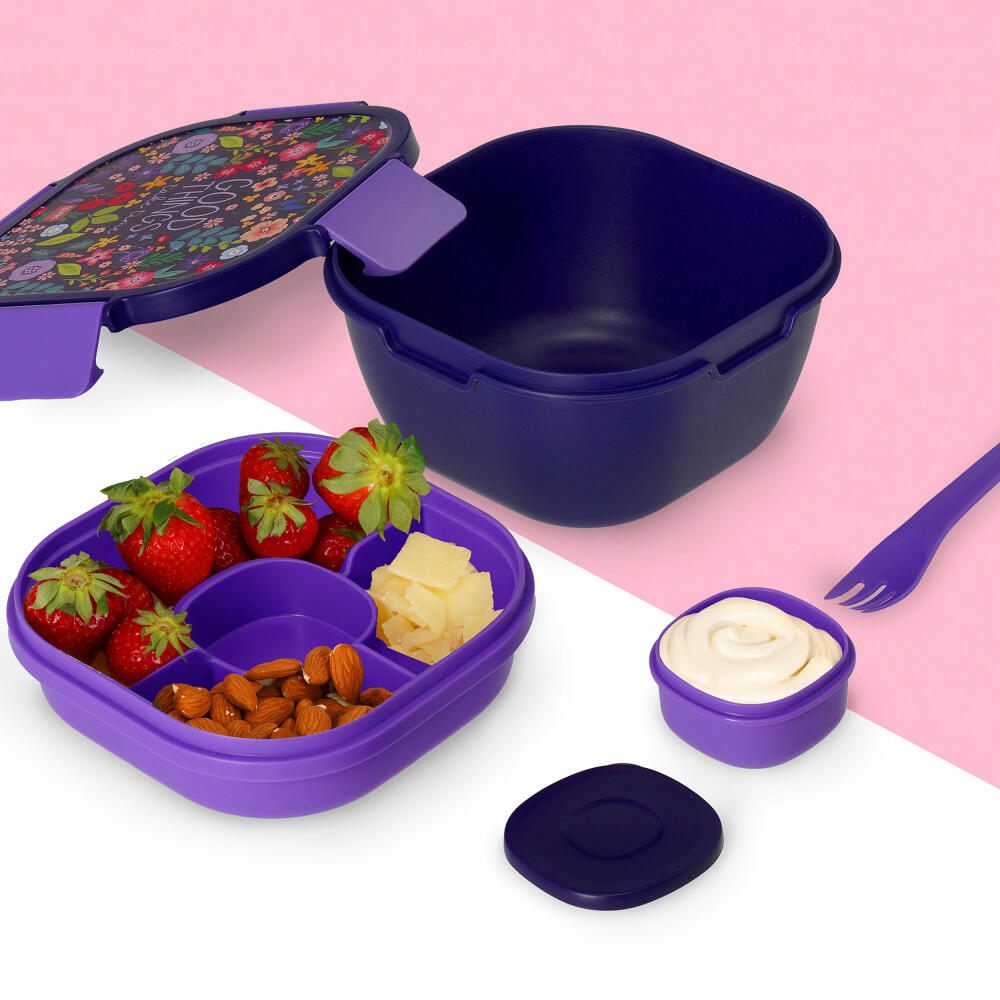 Legami Lunch Box Flowers, mit herausnehmbarem Behälter, Brotdose, Frühstücksdose, 1.7 L, LBS0004