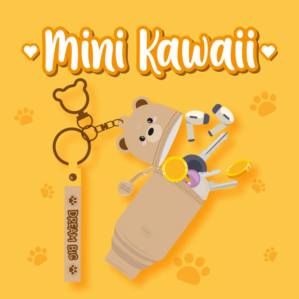 Legami Mini Kawaii Coin Purse With Key Ring Teddy Bear, Schlüsselanhänger, Münztasche, MKAW0002