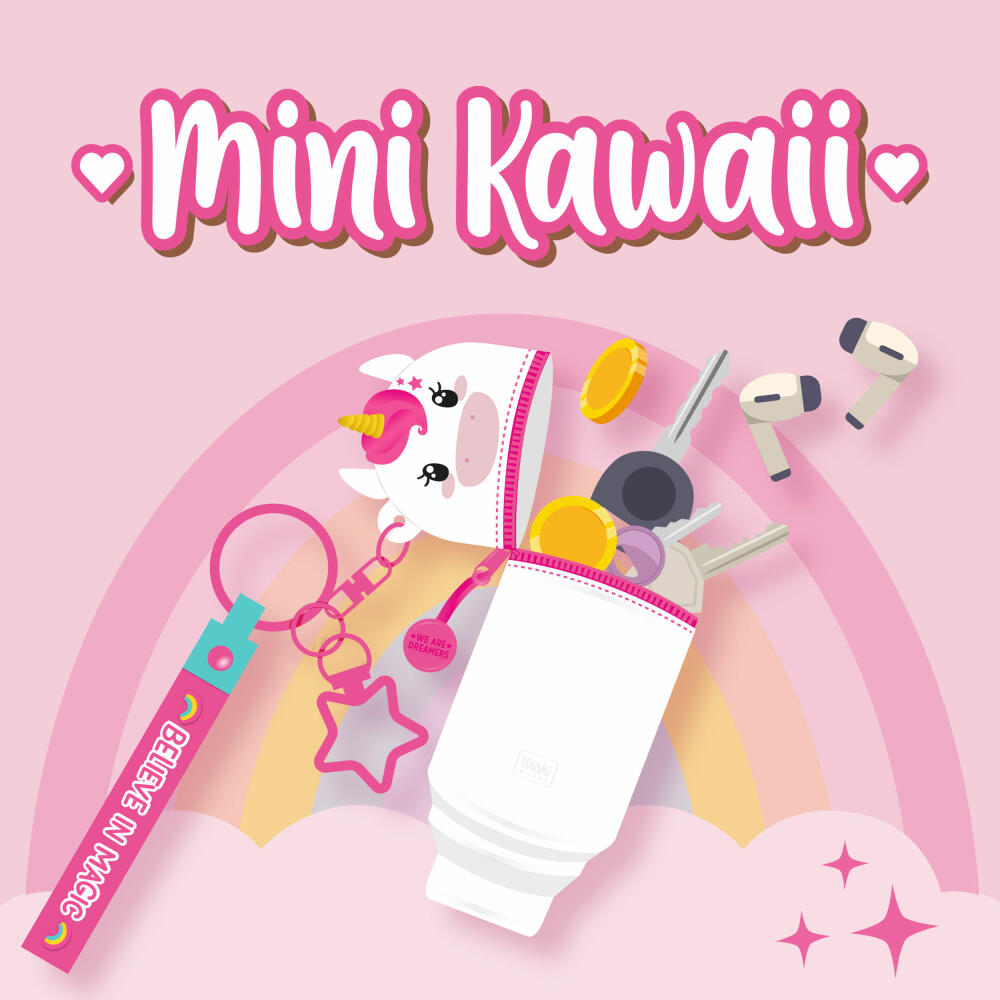 Legami Mini Kawaii Coin Purse With Key Ring Unicorn, Schlüsselanhänger, Münztasche, MKAW0003