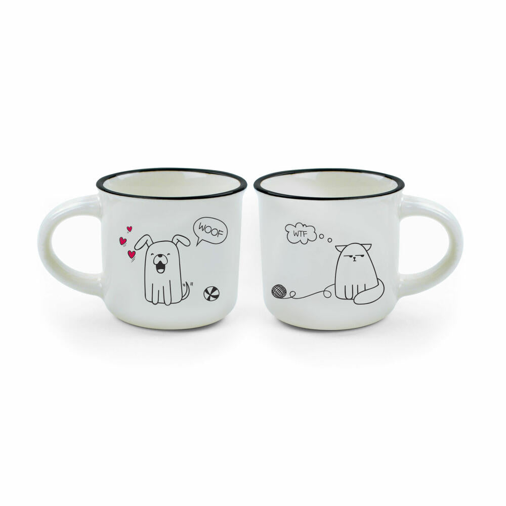Legami Espresso For Two 2 Coffee Mugs Dog And Cat, 2-tlg., Espressotasse, Tasse, 50 ml, MM0009