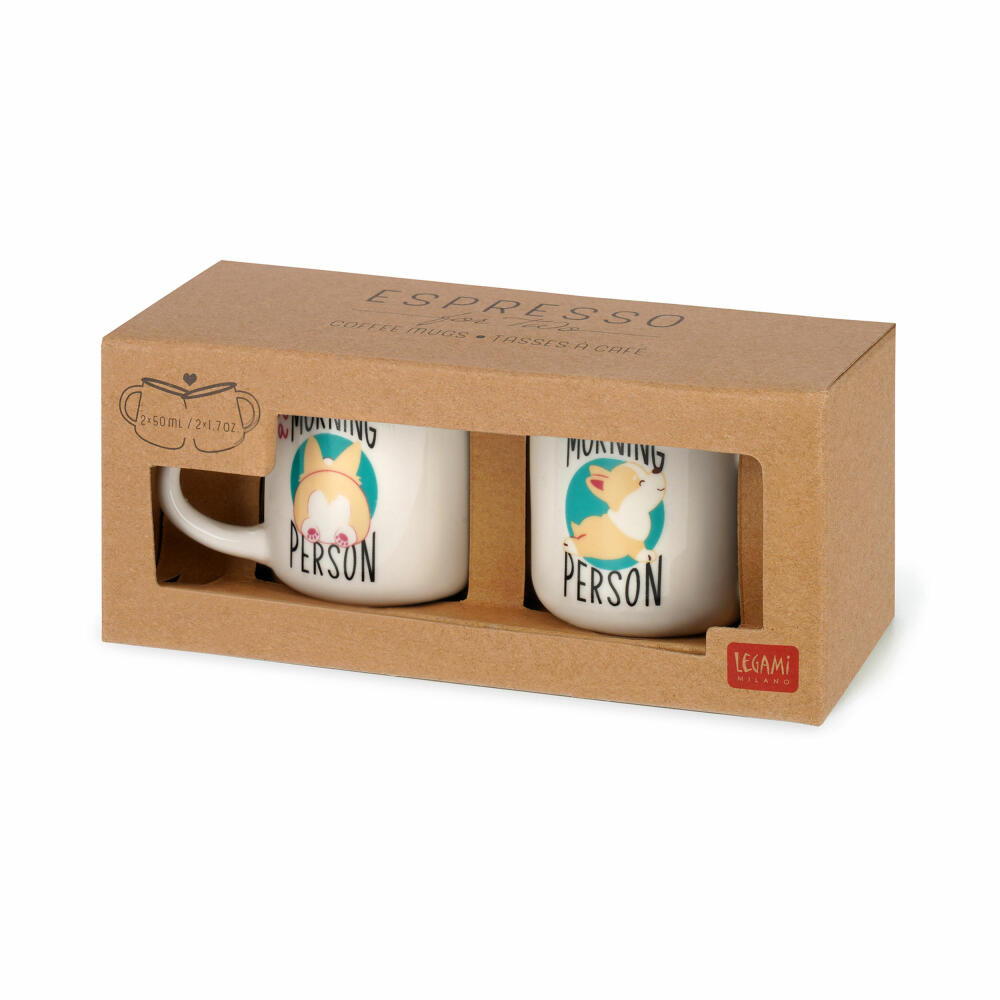 Legami Espresso For Two 2 Coffee Mugs Corgi, 2-tlg., Espressotasse, Tasse, 50 ml, MM0018