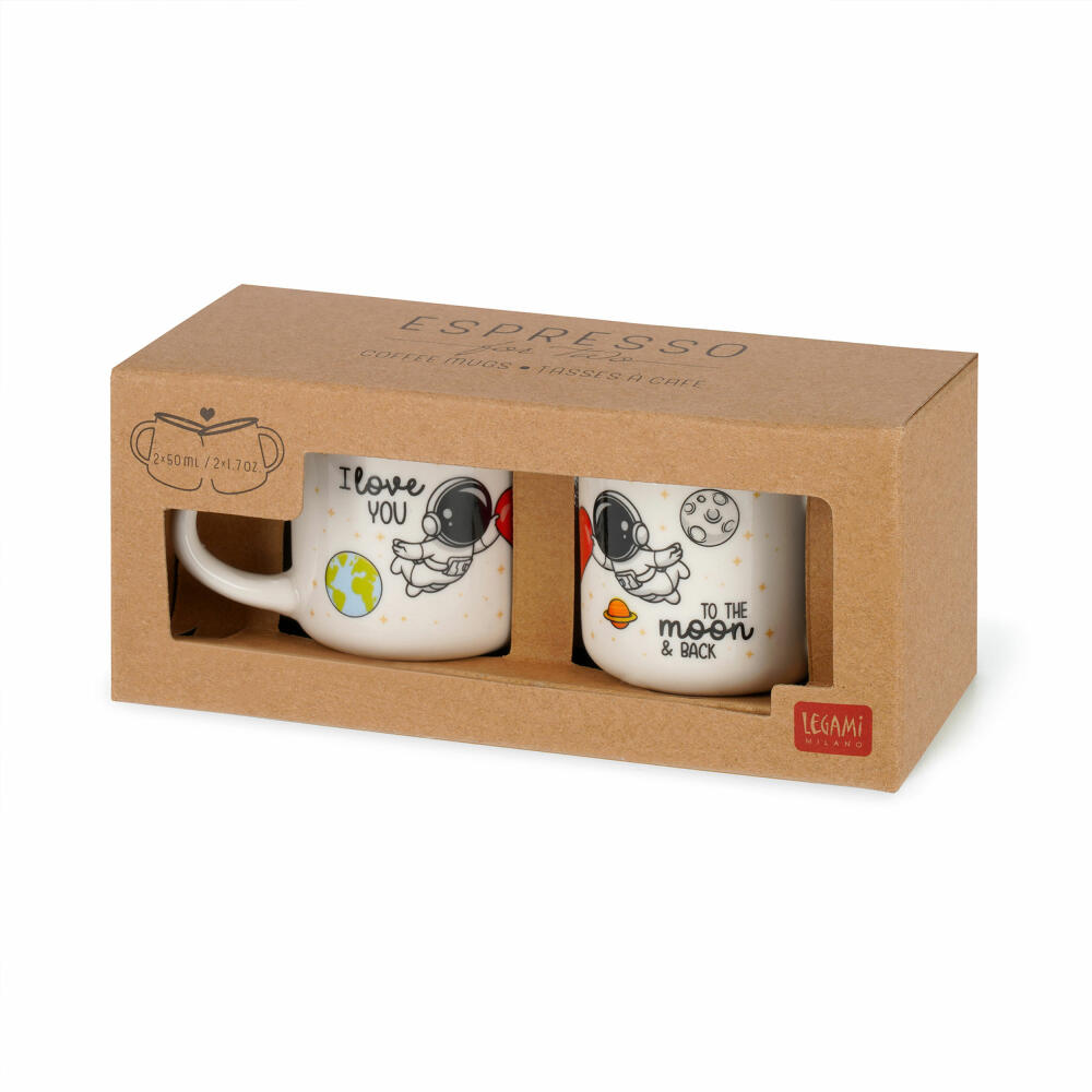 Legami Espresso For Two 2 Coffee Mugs Space, 2-tlg., Espressotasse, Tasse, 50 ml, MM0020