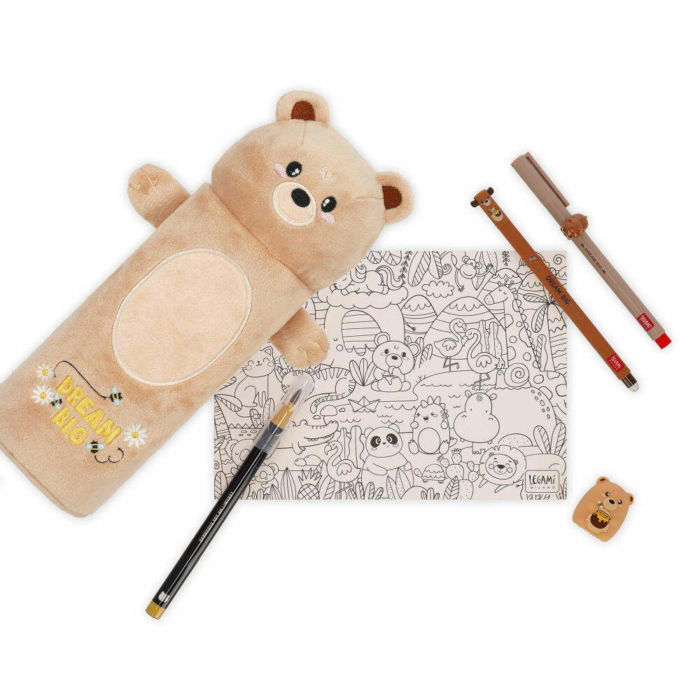 Legami Super Soft Plush Pencil Case Teddy Bear, flauschiges Federmäppchen, Mäppchen, Teddybär, PPC0002
