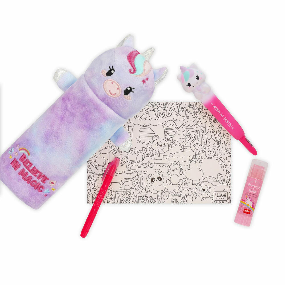 Legami Super Soft Plush Pencil Case Unicorn, flauschiges Federmäppchen, Mäppchen, Einhorn, PPC0003