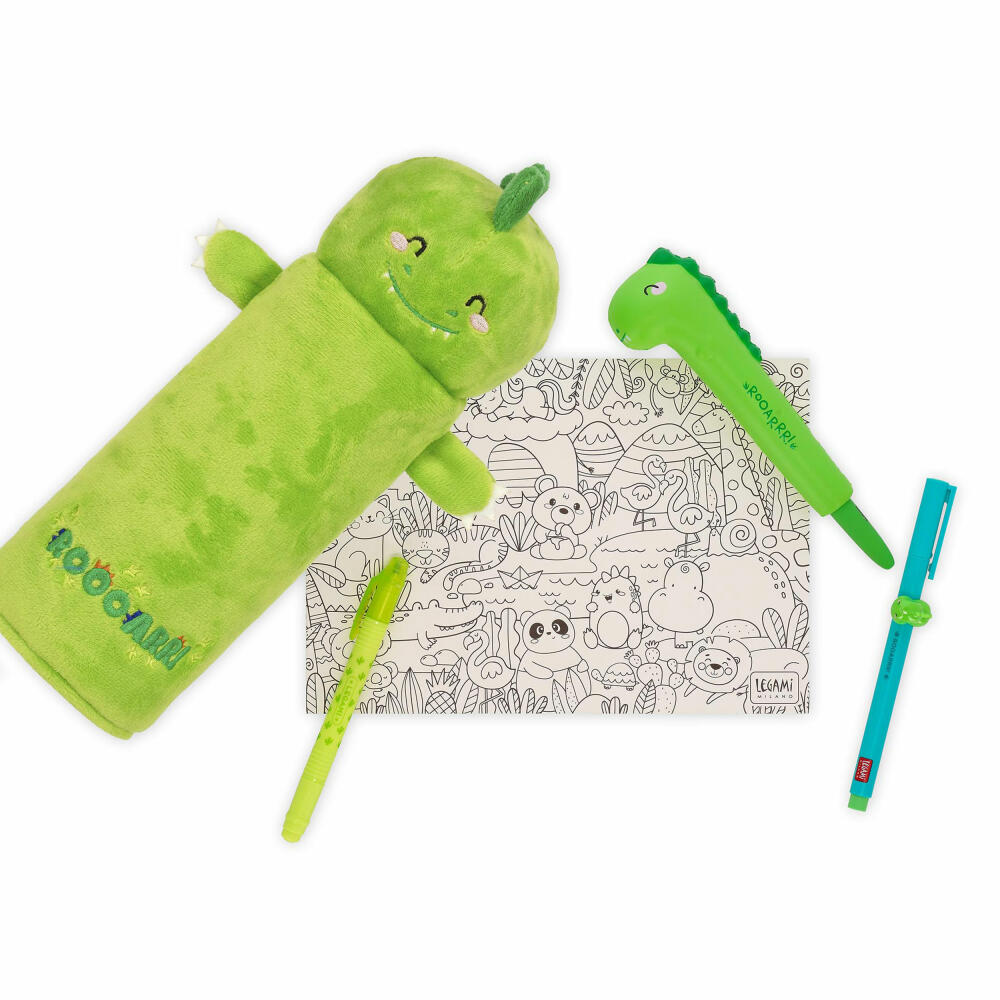 Legami Super Soft Plush Pencil Case Dino, flauschiges Federmäppchen, Mäppchen, PPC0004