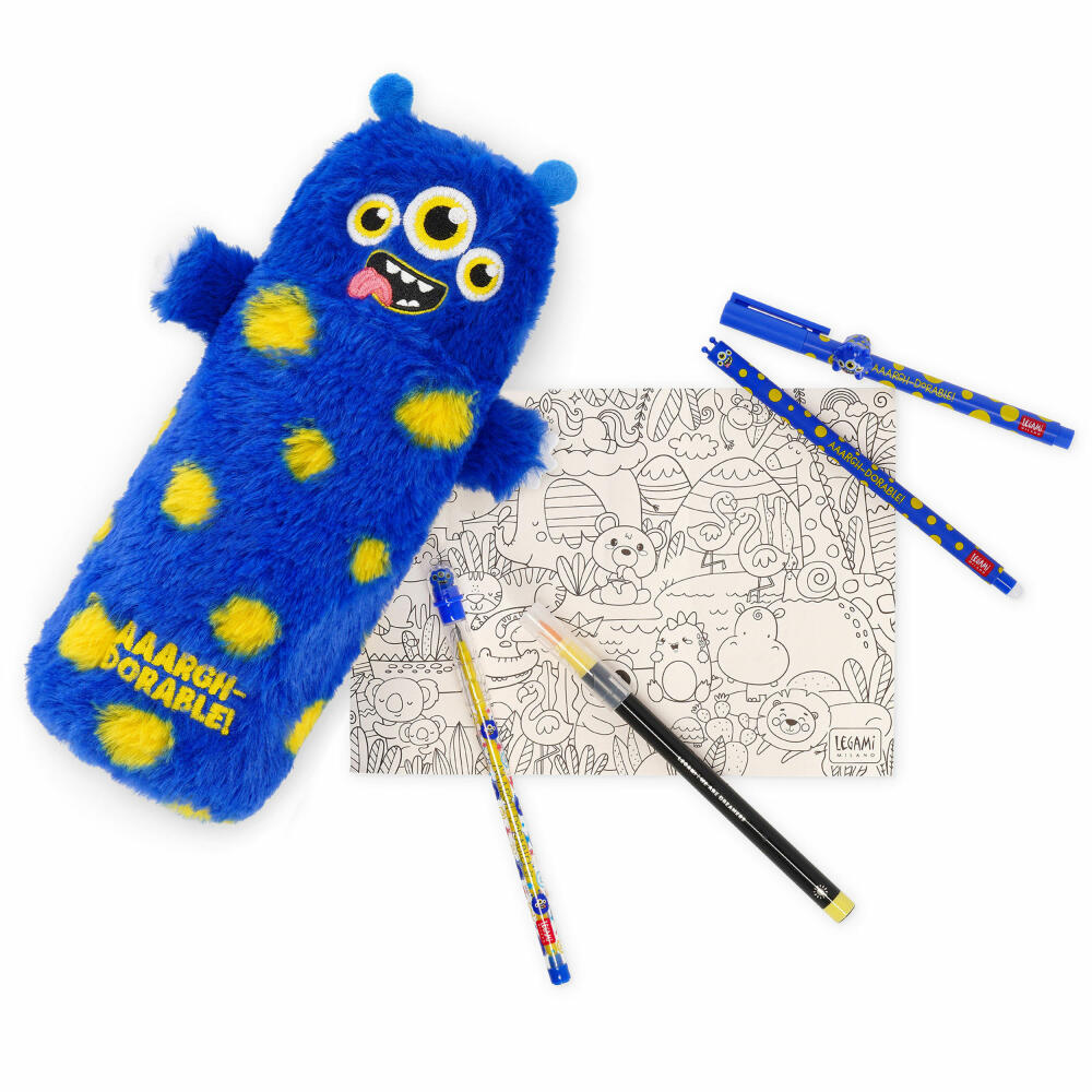 Legami Super Soft Plush Pencil Case Monster, flauschiges Federmäppchen, Mäppchen, PPC0007