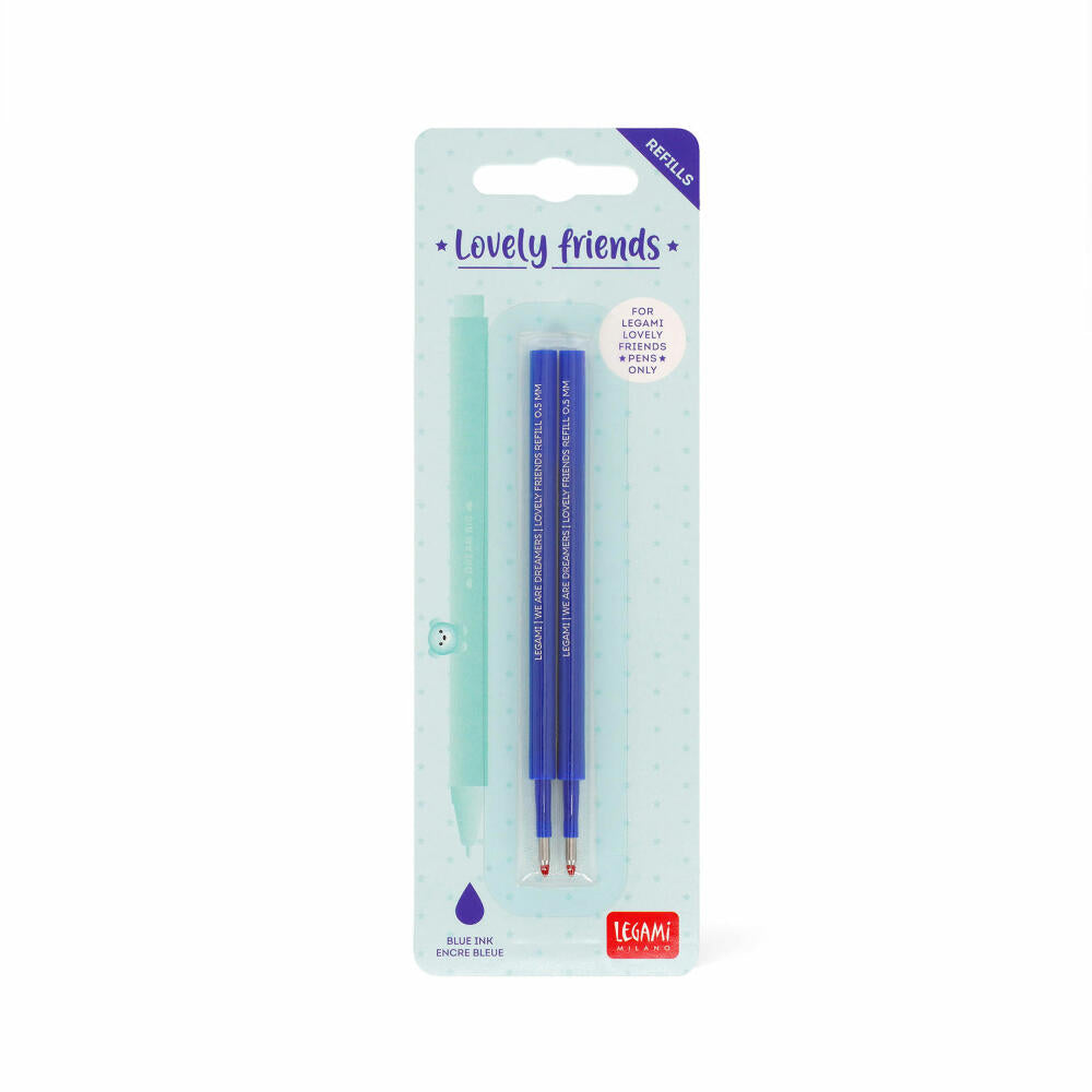 Legami Gel Pen Lovely Friends Refills Blue, 2er Set, Ersatzmine für Gelstift, Nachfüllmine, Blau, REFCPP0002