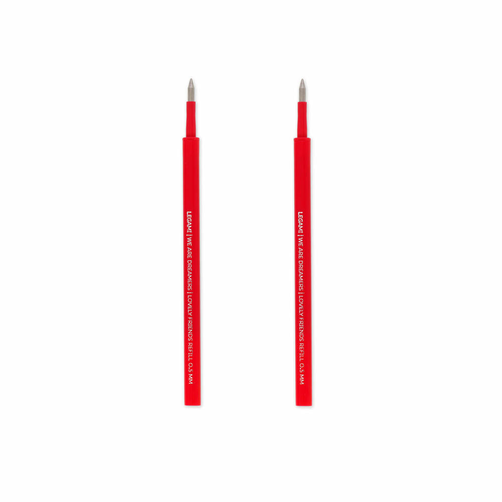 Legami Gel Pen Lovely Friends Refills Red, 2er Set, Ersatzmine für Gelstift, Nachfüllmine, Rot, REFCPP0003