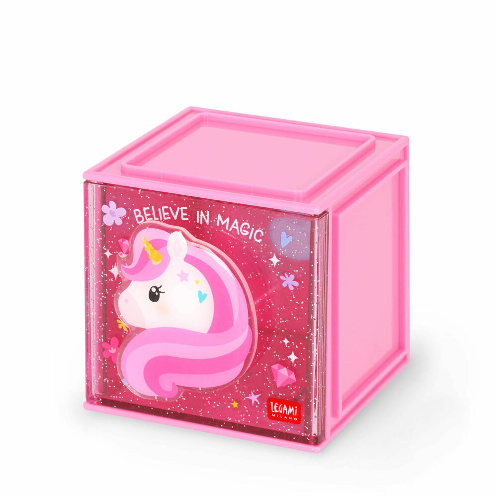 Legami Stackable Desk Storage Box Cutie Cube Unicorn, Schreibtisch-Organizer, Aufbewahrung, Einhorn, SBX0001