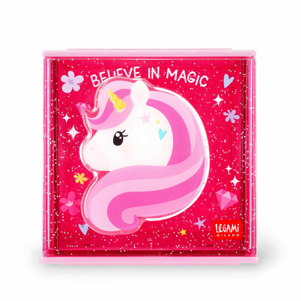 Legami Stackable Desk Storage Box Cutie Cube Unicorn, Schreibtisch-Organizer, Aufbewahrung, Einhorn, SBX0001
