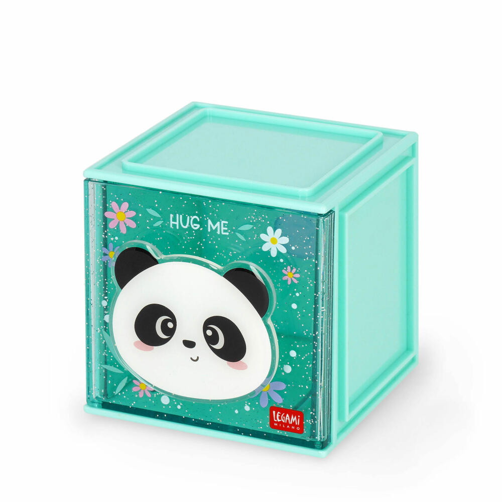 Legami Stackable Desk Storage Box Cutie Cube Panda, Schreibtisch-Organizer, Aufbewahrung, SBX0002