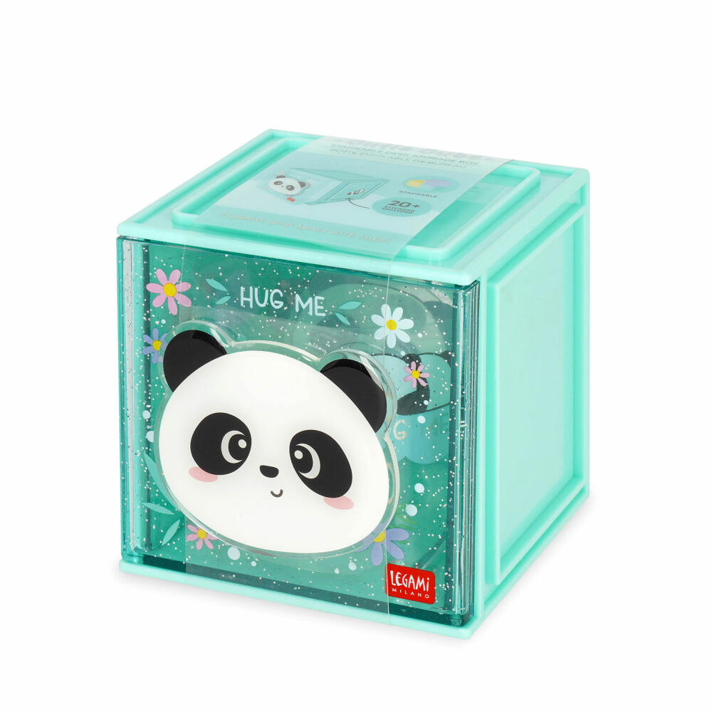 Legami Stackable Desk Storage Box Cutie Cube Panda, Schreibtisch-Organizer, Aufbewahrung, SBX0002