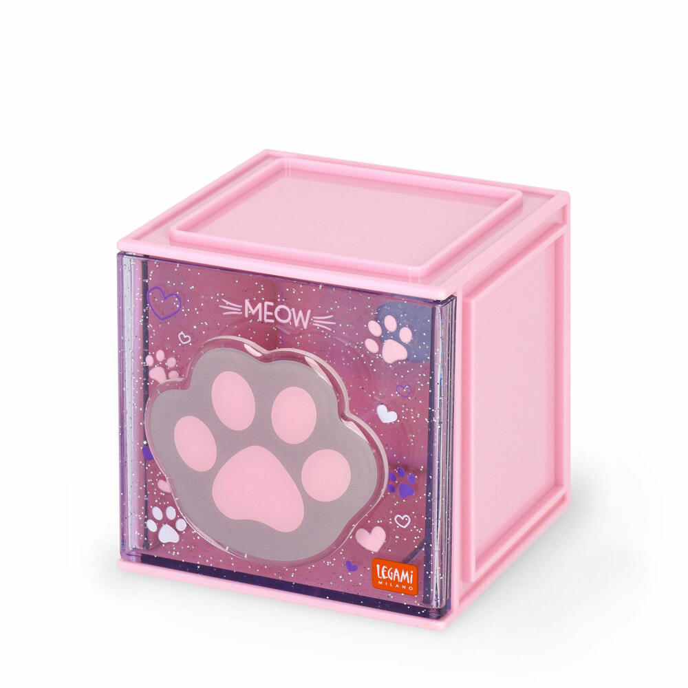 Legami Stackable Desk Storage Box Cutie Cube Kitty, Schreibtisch-Organizer, Aufbewahrung, Katze, SBX0003