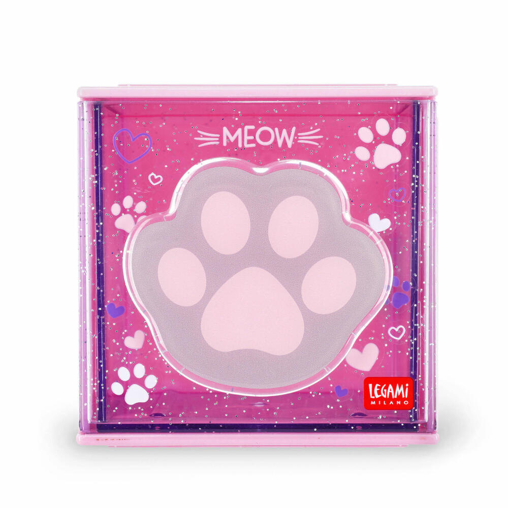 Legami Stackable Desk Storage Box Cutie Cube Kitty, Schreibtisch-Organizer, Aufbewahrung, Katze, SBX0003