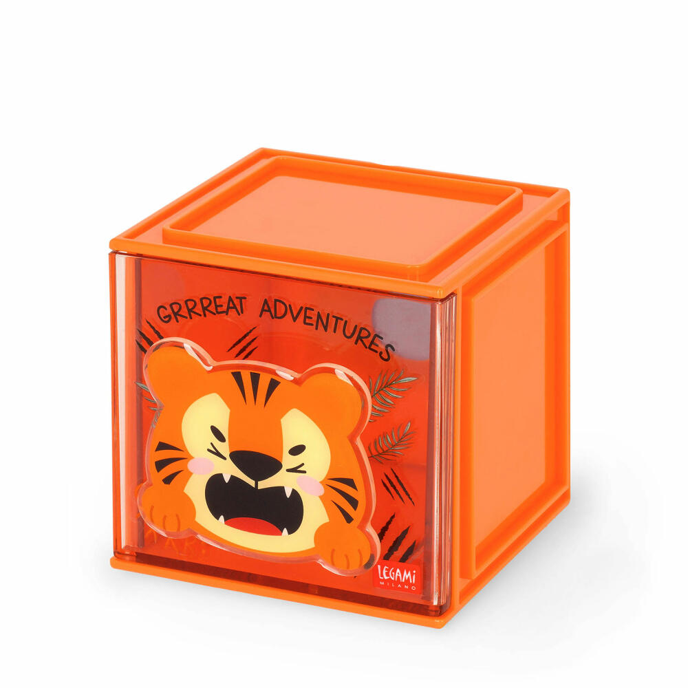 Legami Stackable Desk Storage Box Cutie Cube Tiger, Schreibtisch-Organizer, Aufbewahrung, SBX0004