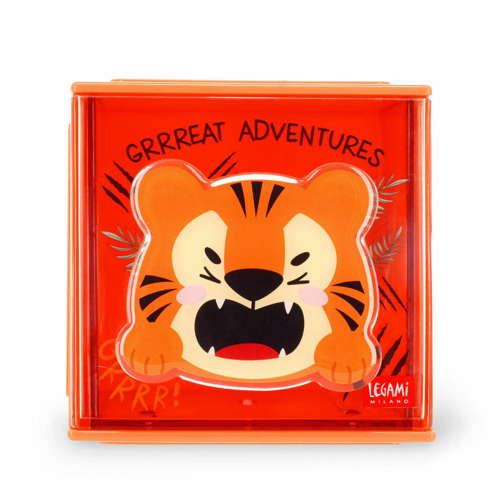 Legami Stackable Desk Storage Box Cutie Cube Tiger, Schreibtisch-Organizer, Aufbewahrung, SBX0004