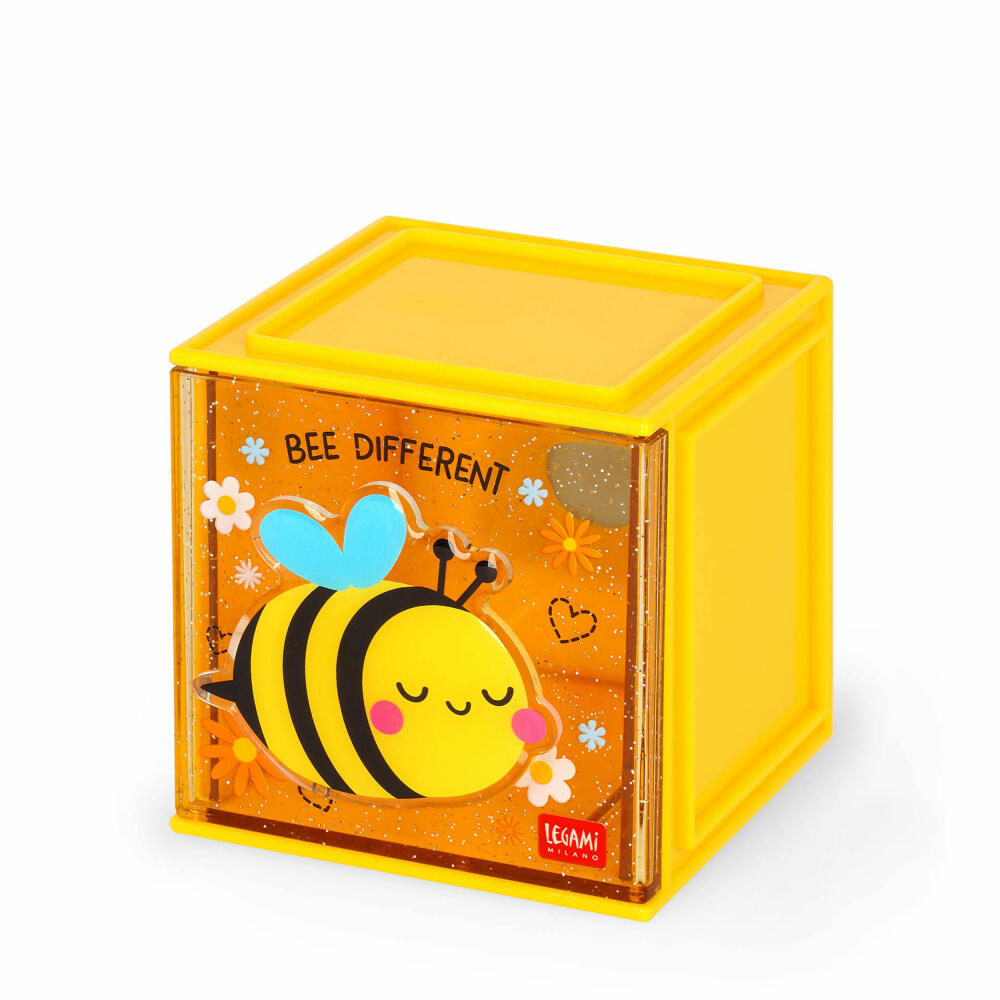 Legami Stackable Desk Storage Box Cutie Cube Bee, Schreibtisch-Organizer, Aufbewahrung, Biene, SBX0005