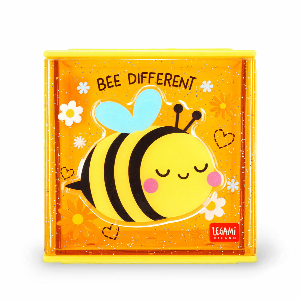 Legami Stackable Desk Storage Box Cutie Cube Bee, Schreibtisch-Organizer, Aufbewahrung, Biene, SBX0005