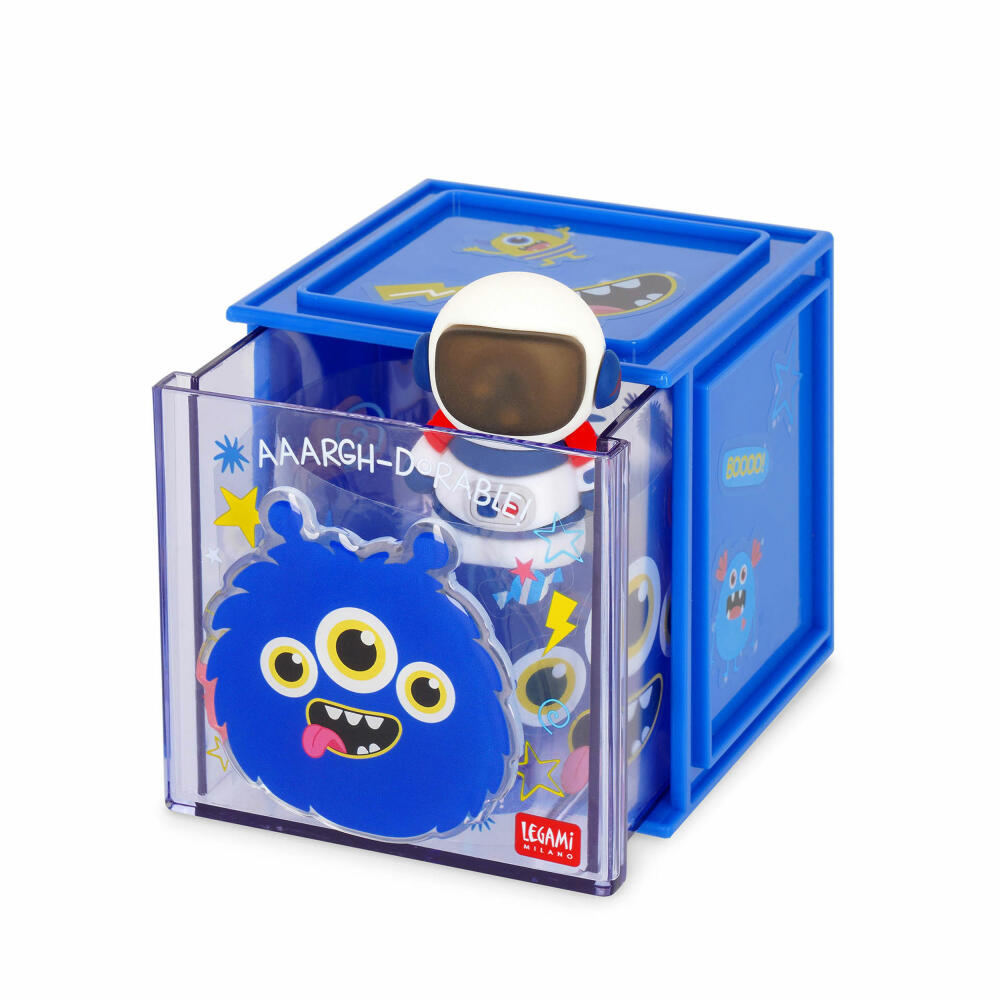 Legami Stackable Desk Storage Box Cutie Cube Monster, Schreibtisch-Organizer, Aufbewahrung, SBX0006