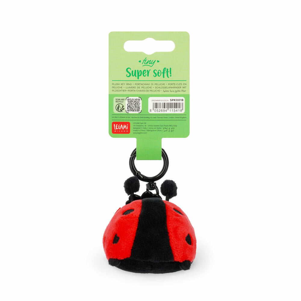 Legami Super Soft! Plush Key Ring Ladybug, Schlüsselanhänger, Glücksbringer, Marienkäfer, SPK0018