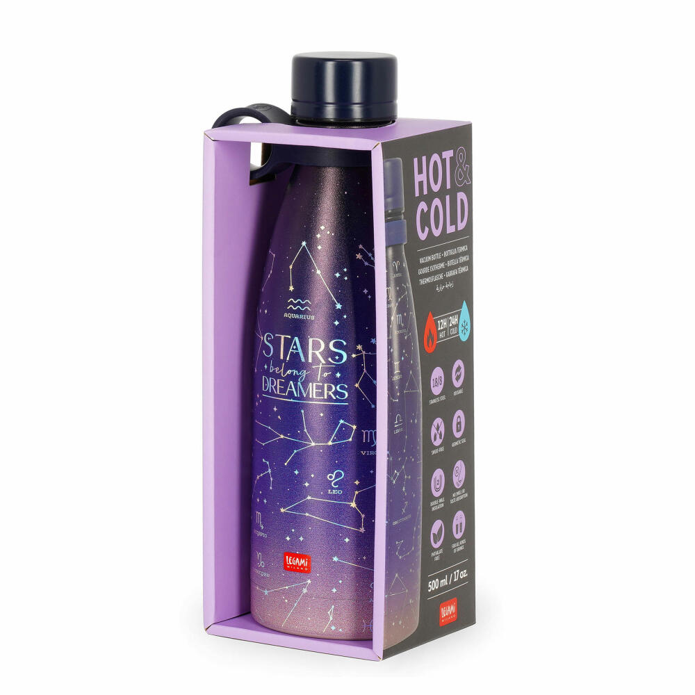 Legami Vacuum Bottle Hot & Cold Stars, Thermoflasche, Isoflasche, Trinkflasche, 500 ml, SSB0020