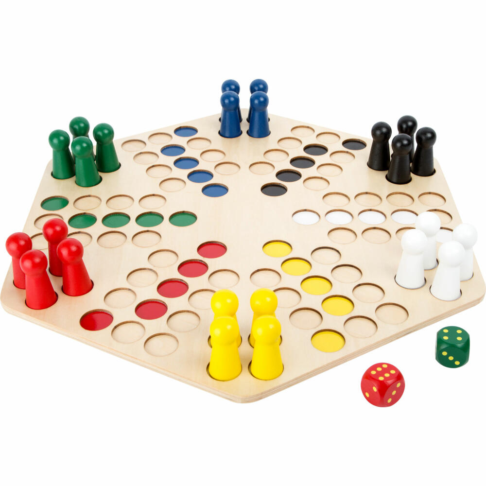 Legler Small Foot Ludo für 6 Spieler XL, Gesellschaftsspiel, ab 4 Jahre, Holz, Bunt, 1800