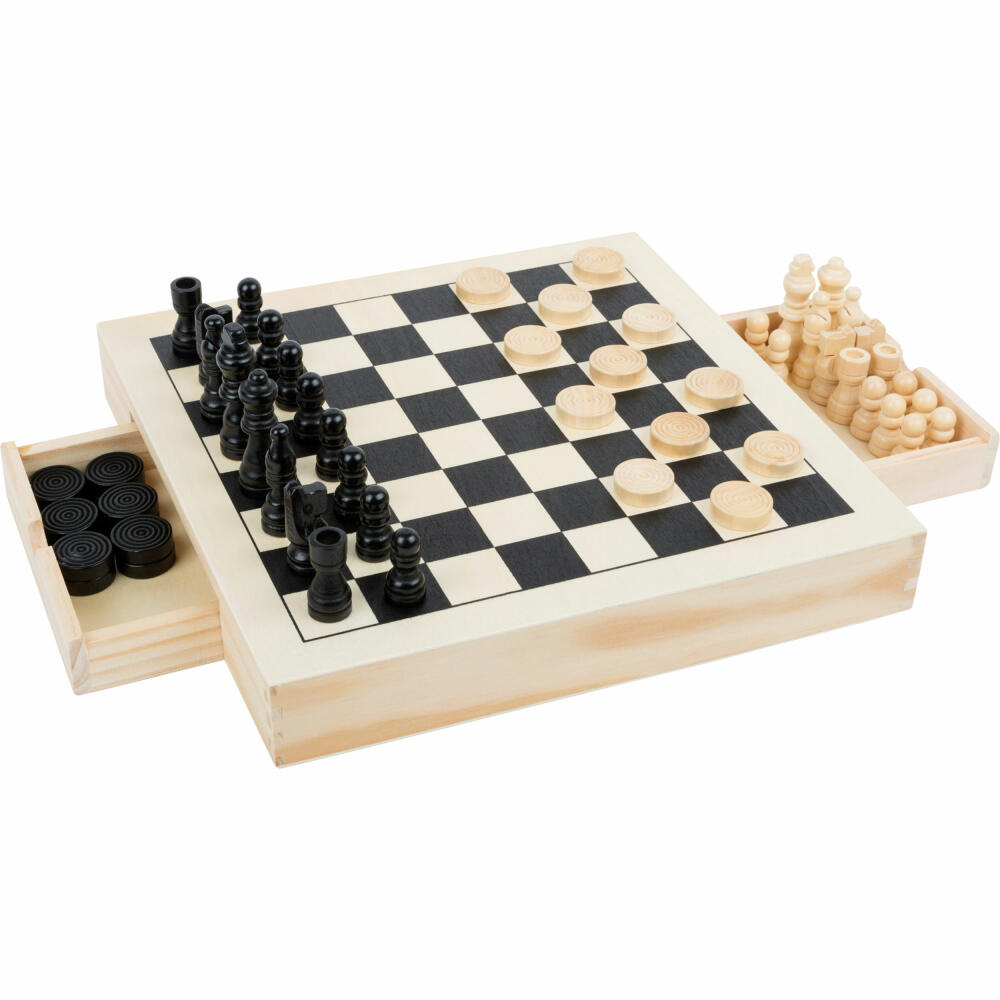 Legler Small Foot Spiele-Set Schach, Dame & Mühle, Gesellschaftsspiel, ab 6 Jahre, Holz, 11208