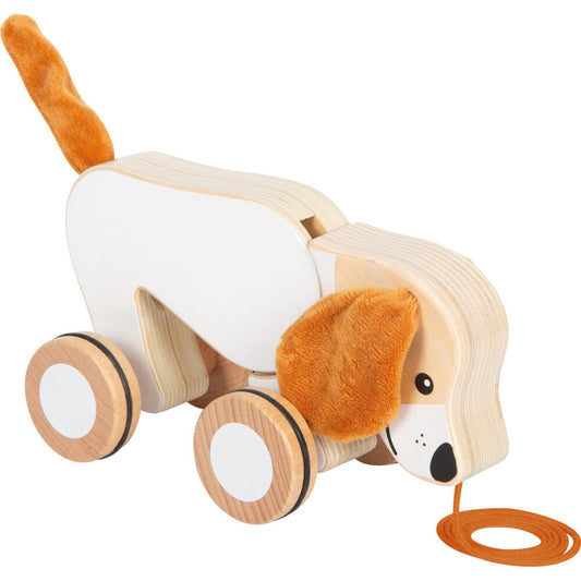 Legler Small Foot Nachziehtier Hund mit Knisterohren, Nachziehspielzeug, ab 12 Monate, Holz, 12562