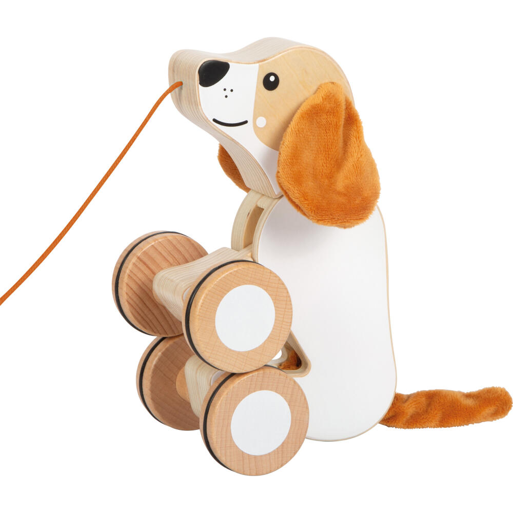 Legler Small Foot Nachziehtier Hund mit Knisterohren, Nachziehspielzeug, ab 12 Monate, Holz, 12562