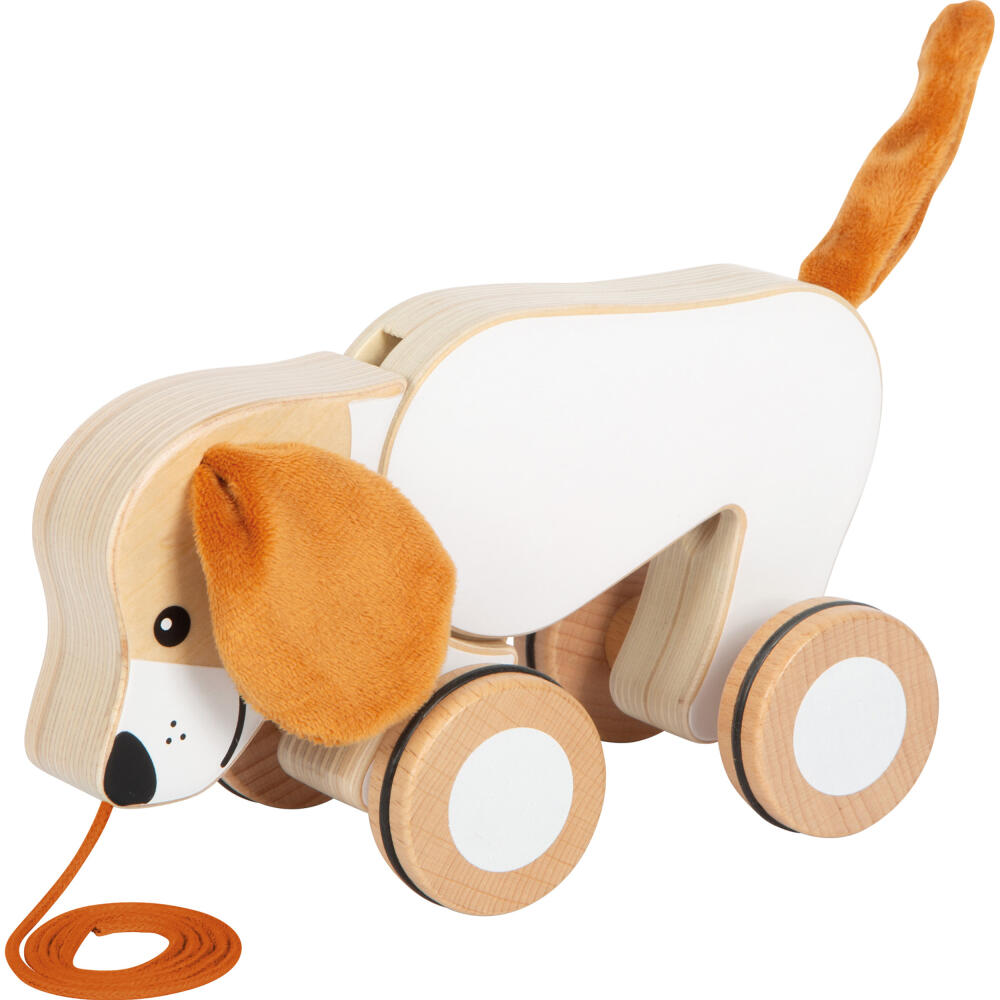 Legler Small Foot Nachziehtier Hund mit Knisterohren, Nachziehspielzeug, ab 12 Monate, Holz, 12562