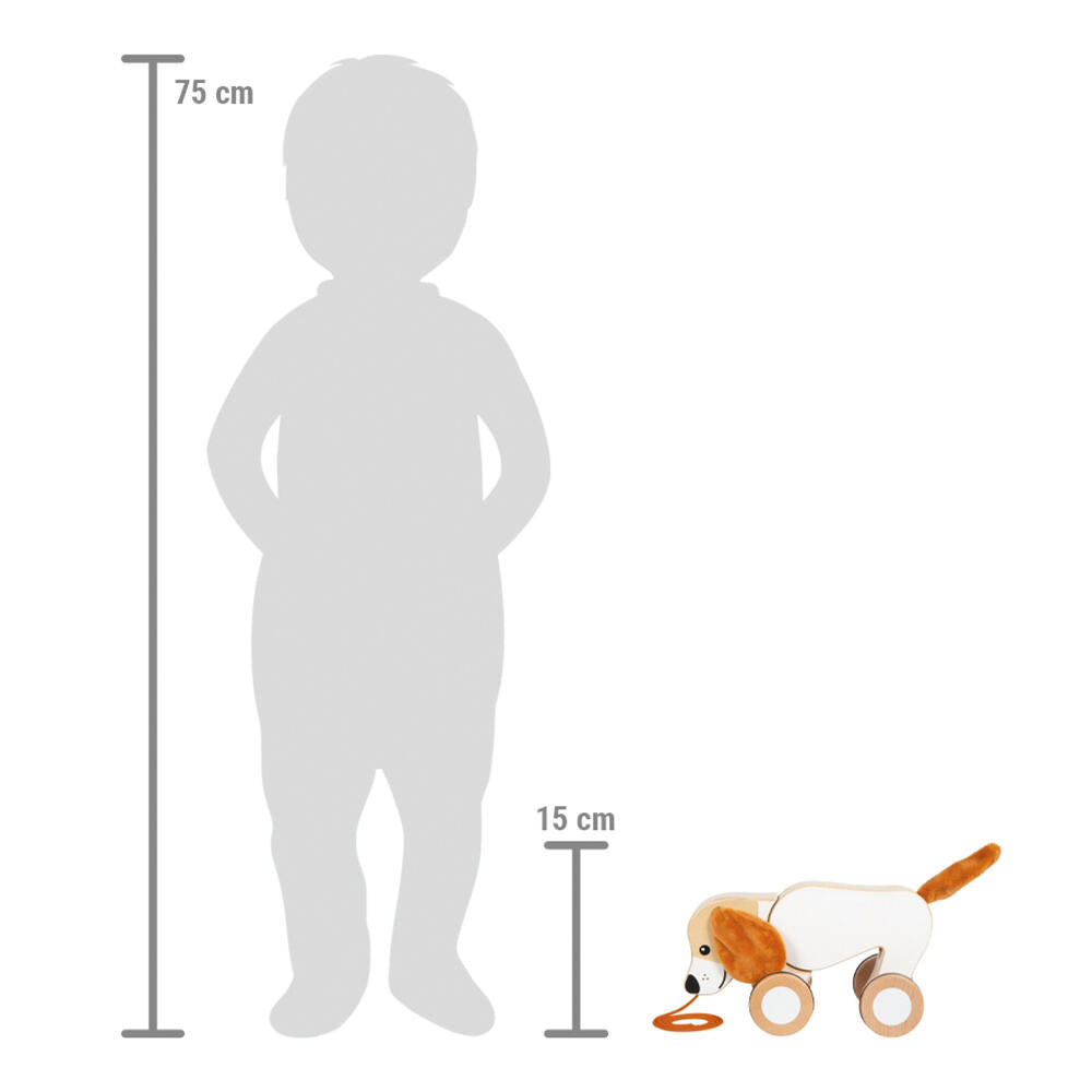 Legler Small Foot Nachziehtier Hund mit Knisterohren, Nachziehspielzeug, ab 12 Monate, Holz, 12562
