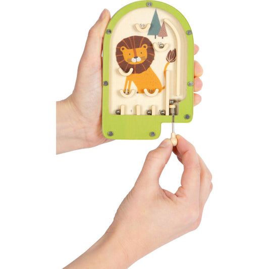 Legler Small Foot Mini Flipper Spiel Löwe, Geschicklichskeitsspiel, ab 3 Jahre, Holz, Bunt, 12607