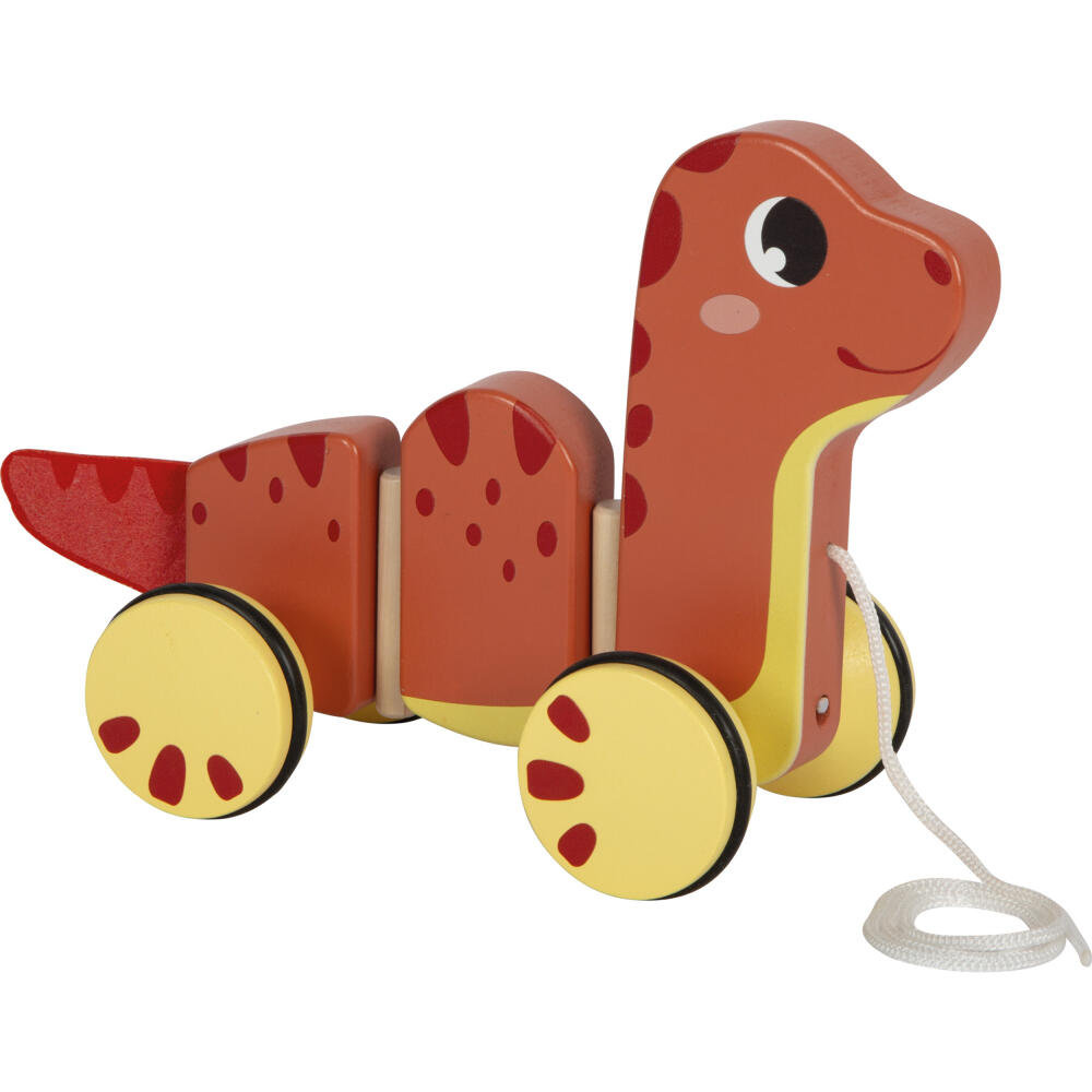 Legler Small Foot Nachziehtier Dino, Nachziehspielzeug, ab 12 Monate, Holz, Rot, 12613