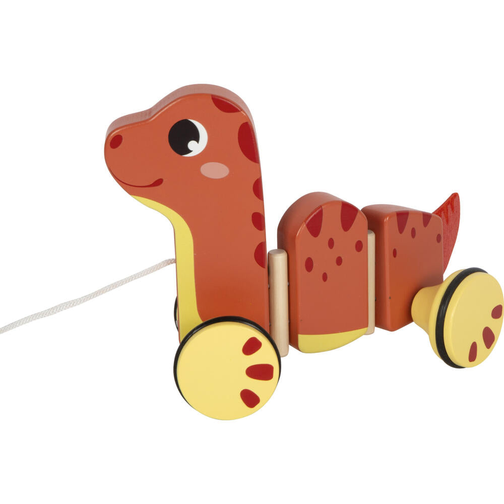Legler Small Foot Nachziehtier Dino, Nachziehspielzeug, ab 12 Monate, Holz, Rot, 12613