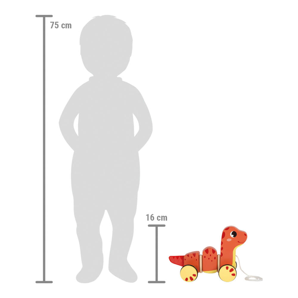 Legler Small Foot Nachziehtier Dino, Nachziehspielzeug, ab 12 Monate, Holz, Rot, 12613
