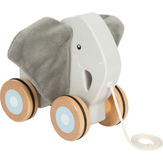 Legler Small Foot Nachziehtier Elefant mit Knisterohren, Nachziehspielzeug, ab 12 Monate, Holz, Bunt, 12624