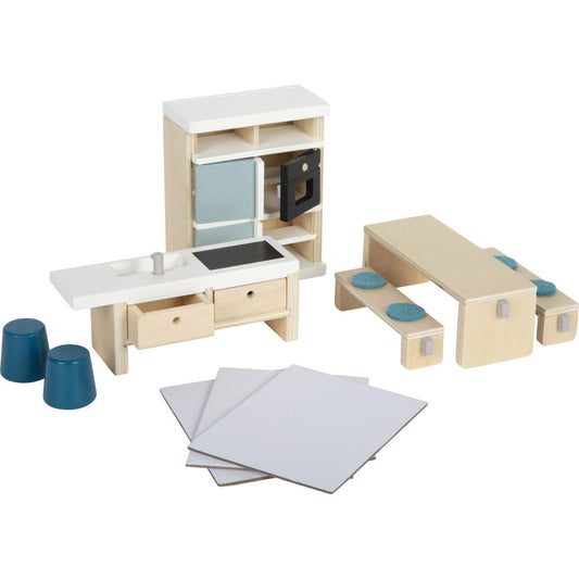 Legler Small Foot Puppenhausmöbel Küche, Puppenhaus, Spielhaus, ab 3 Jahre, Holz, Bunt, 12629