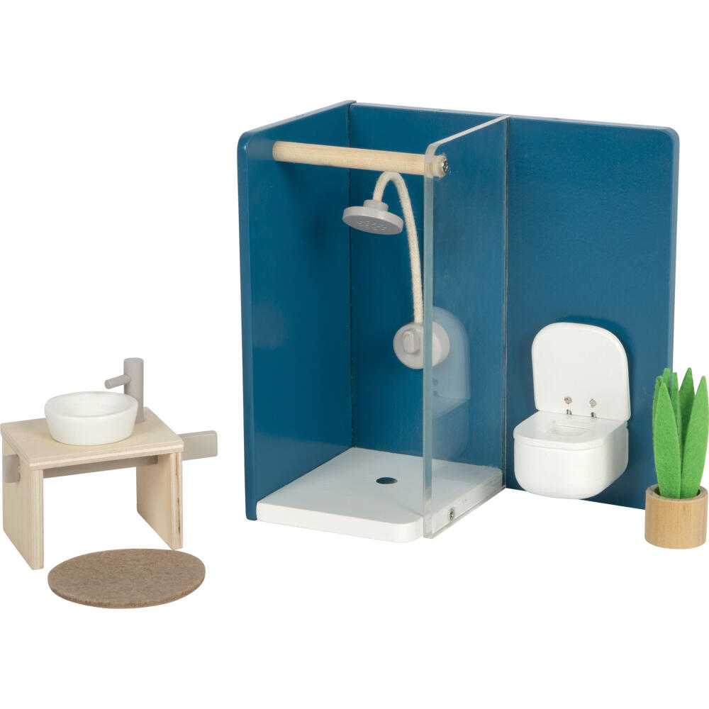 Legler Small Foot Puppenhausmöbel Badezimmer, Puppenhaus, Spielhaus, ab 3 Jahre, Holz, Bunt, 12630