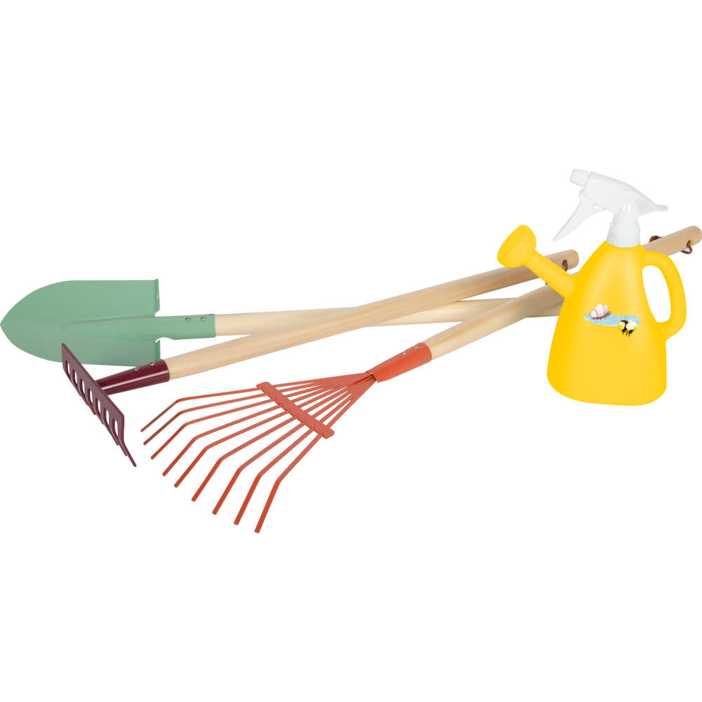 Legler Small Foot Gartenwerkzeug-Set mit Gießkanne Tiny Garden, Sandkasten, Outdoorspielzeug, ab 3 Jahre, Metall / Holz, Bunt, 12663