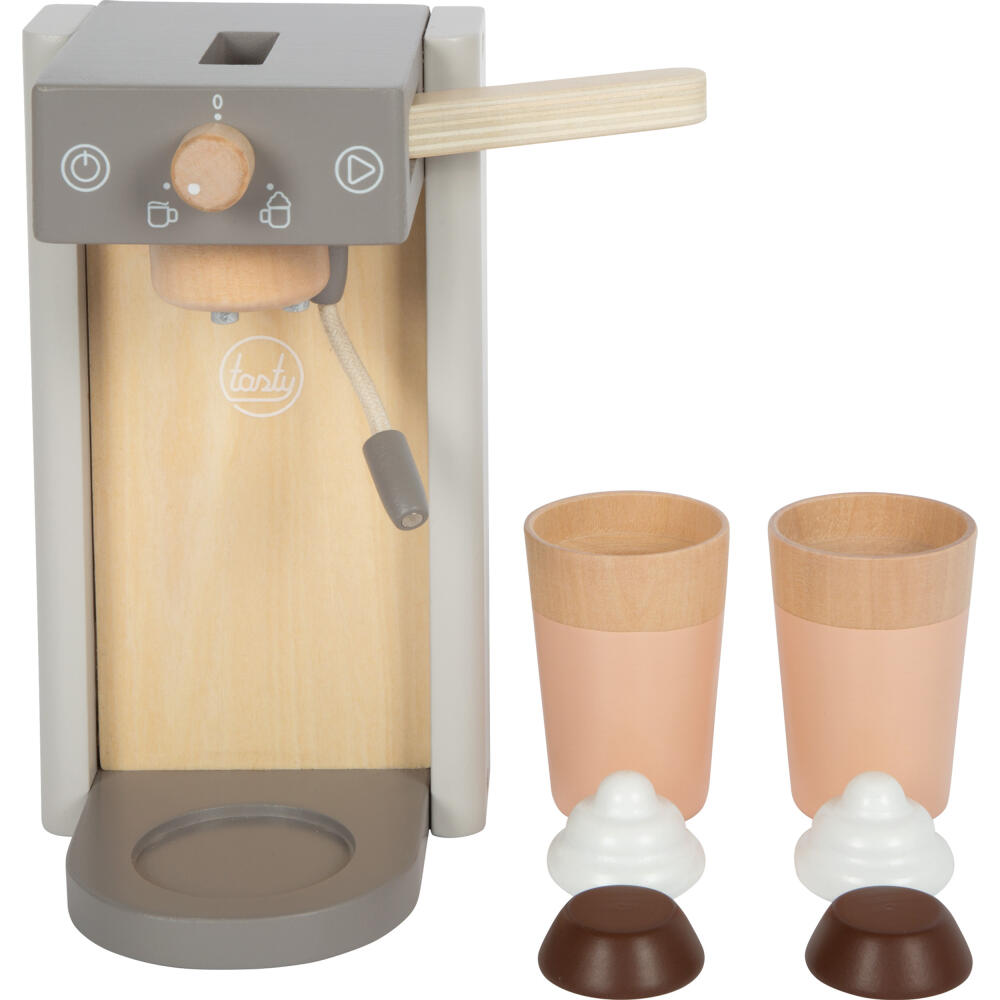 Legler Small Foot Kaffeemaschinen-Set Tasty, Rollenspielzeug, ab 3 Jahre, Holz, Grau, 12680