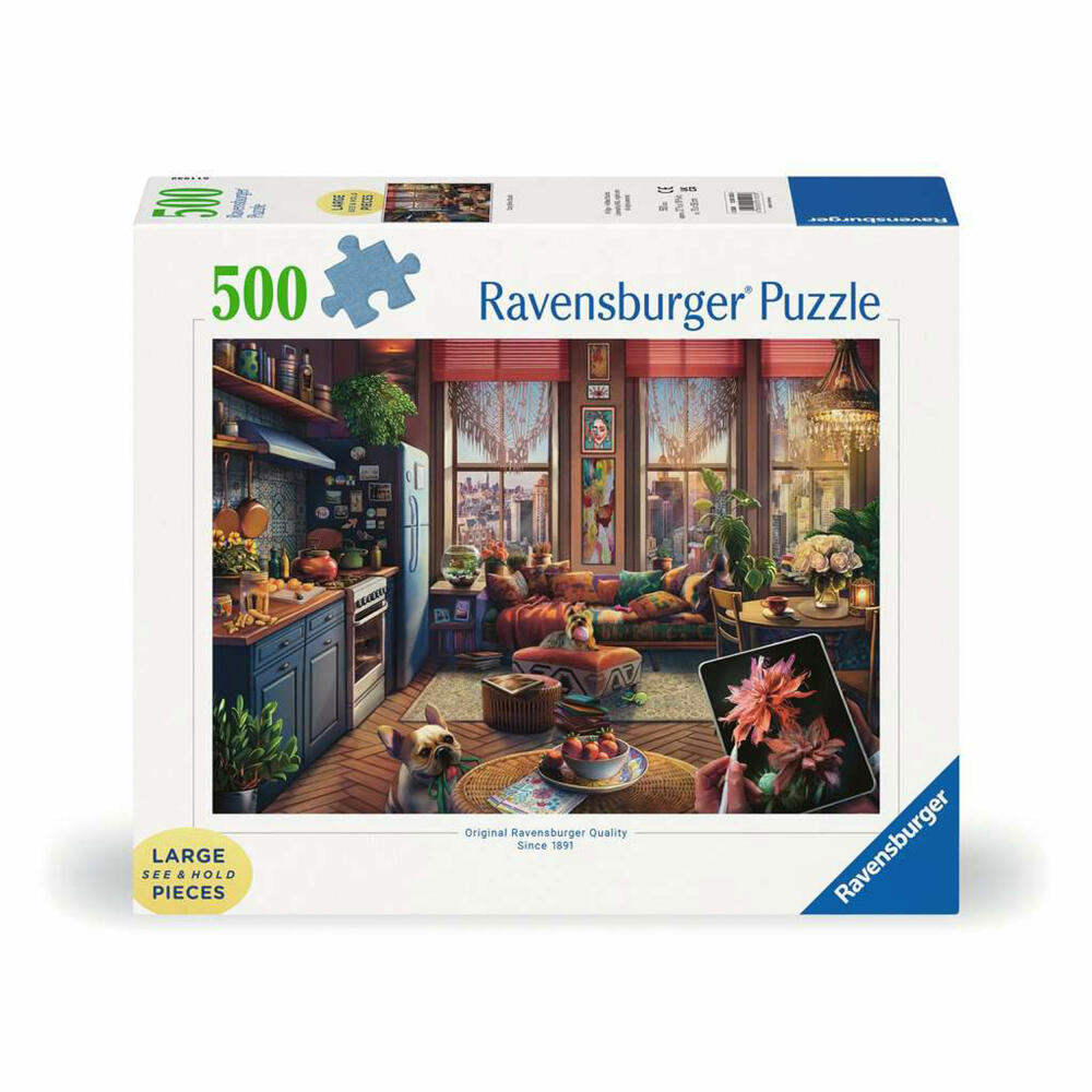 Ravensburger Gemütliches Boho-Studio, Puzzle, Erwachsenenpuzzle, 500 Teile, 12001025