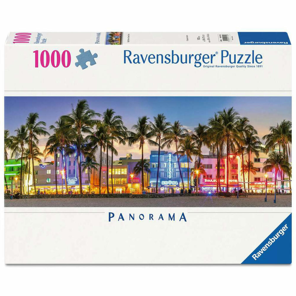 Ravensburger Nachtlichter am Ocean Drive, Puzzle, Panorama-Puzzle, Erwachsenenpuzzle, 1000 Teile, 12001710