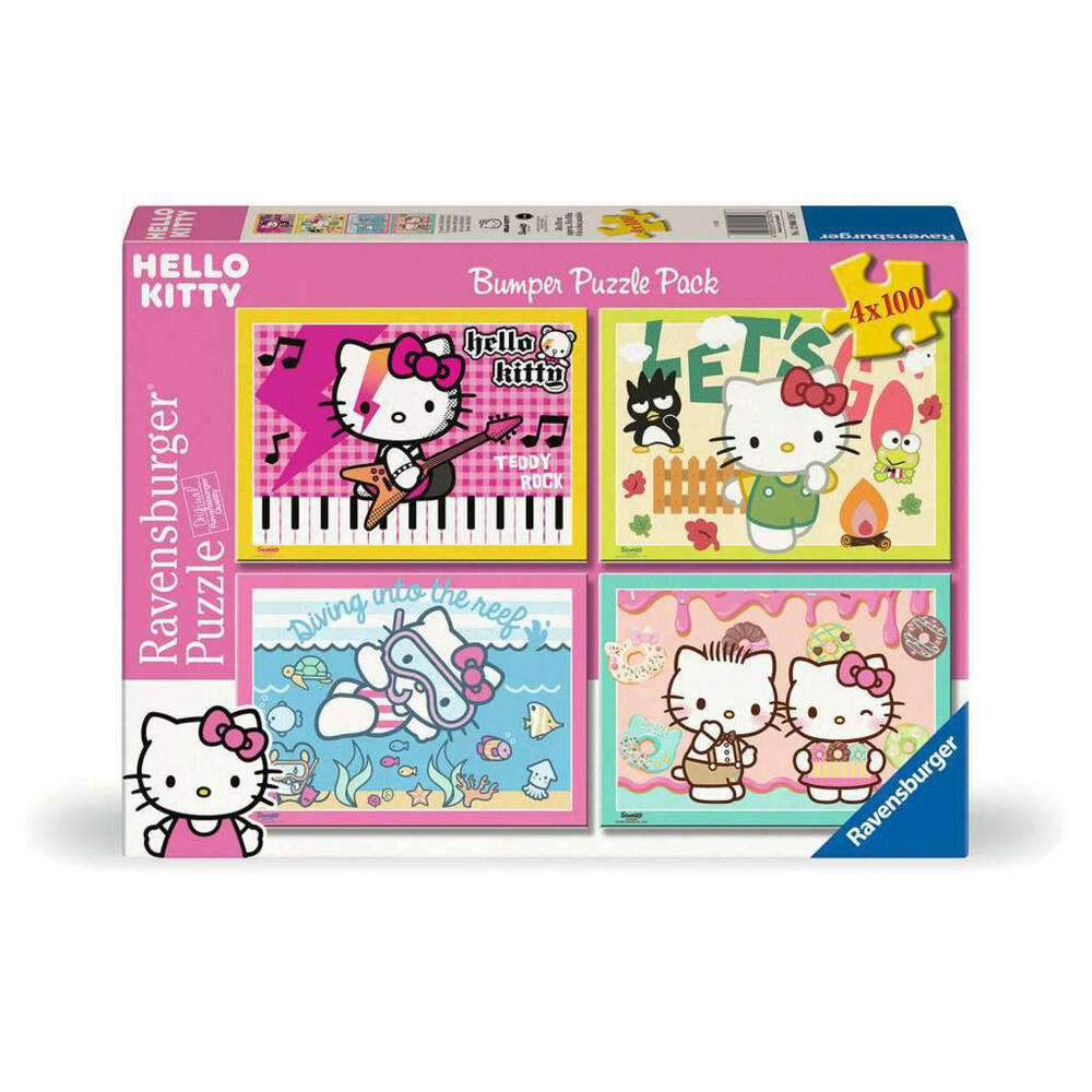 Ravensburger Los gehts, Hello Kitty!, Puzzle, Kinderpuzzle, 4 x 100 Teile, 12004159