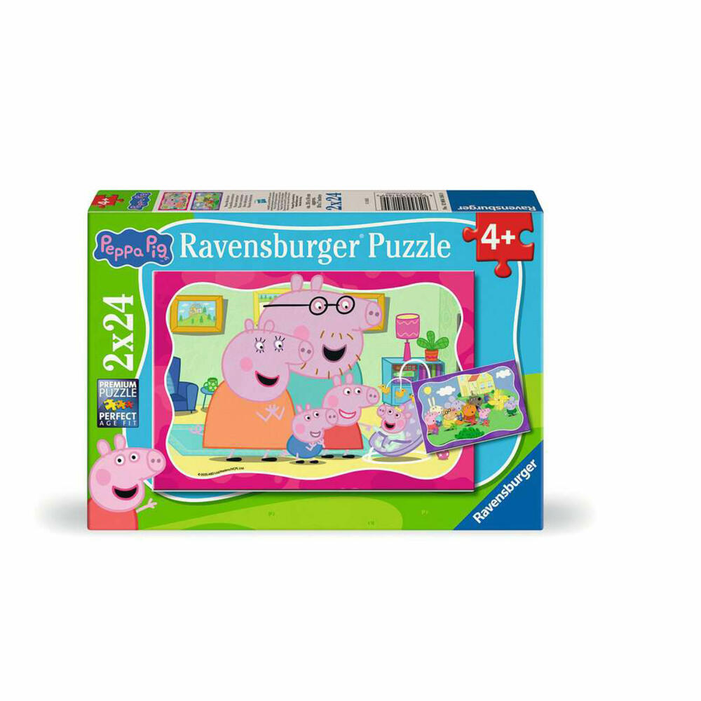 Ravensburger Peppa Wutz Peppa Pig, Puzzle, Kinderpuzzle, 2 x 24 Teile, 12004184