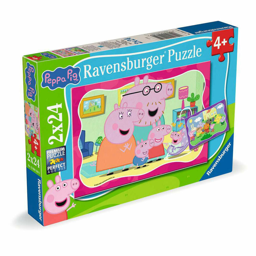 Ravensburger Peppa Wutz Peppa Pig, Puzzle, Kinderpuzzle, 2 x 24 Teile, 12004184