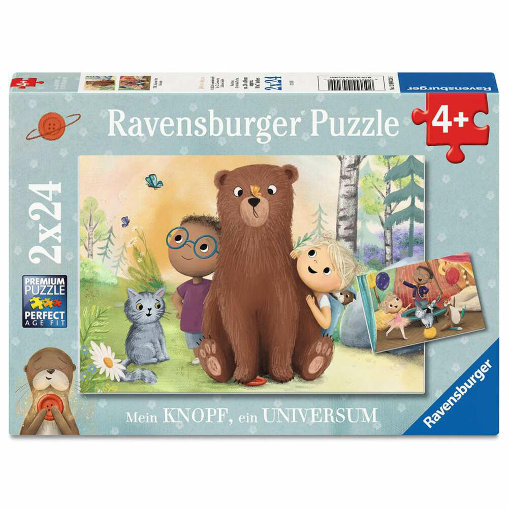 Ravensburger Mein Knopf, ein Universum, Puzzle, Kinderpuzzle, 2 x 24 Teile, 12004324