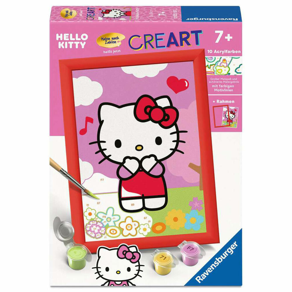 Ravensburger CreArt Fröhliche Hello Kitty, Malen nach Zahlen, Mal-Set, Kinder, ab 7 Jahren, 12023107